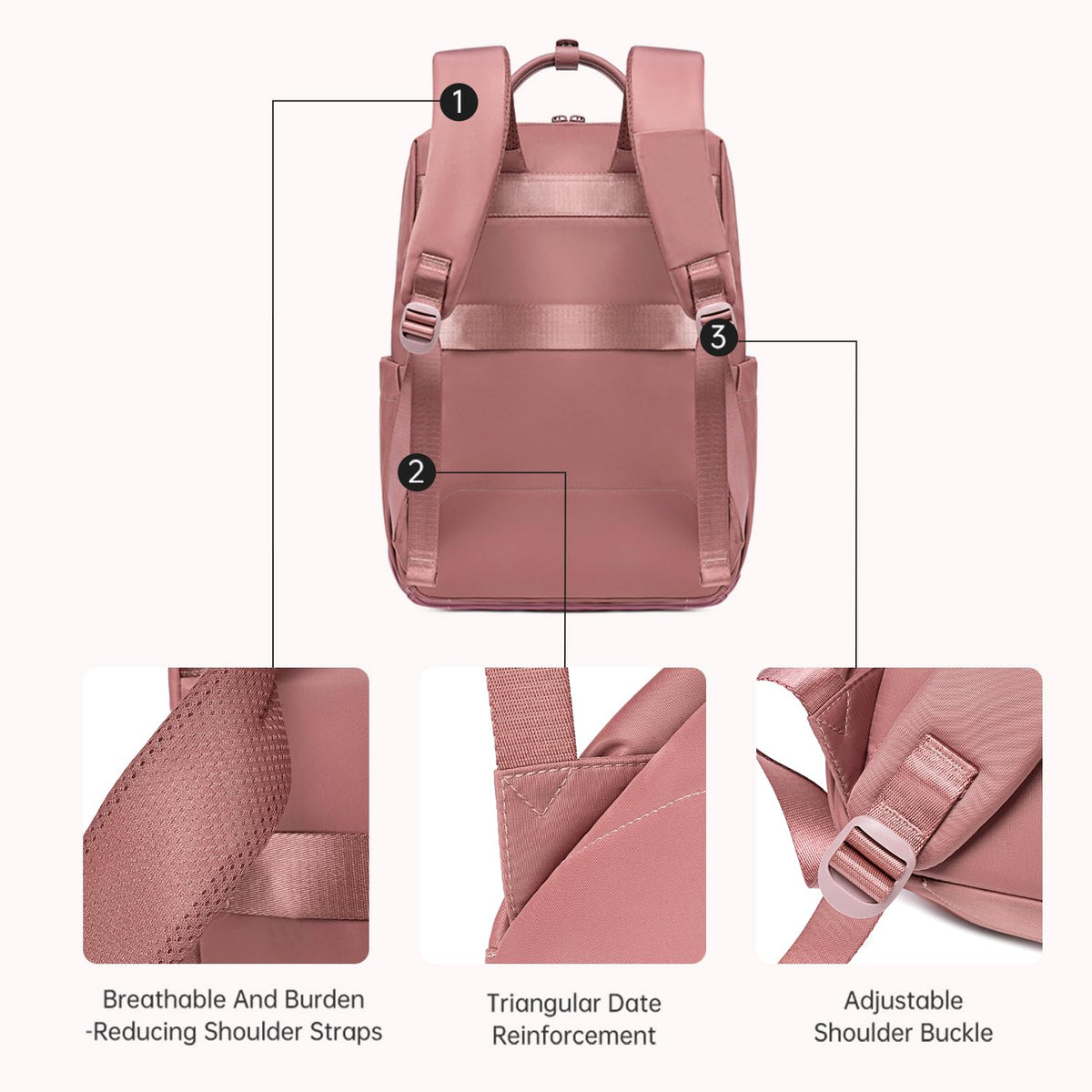 Chantria Slim Ladies Backpack 15L Nylon Trendy Latest Bagpack Women for 15.6“ Laptop, Magnetic Luxury Backpack Water-Repellent Stylish Office Backpacks for Casual & Daypack (Black)