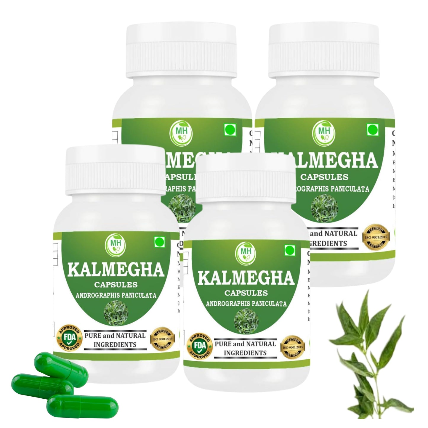 MORSAN HEALTHCARE | Kalmegha Capsules 500mg – 60 Count | 4 Pack | Vegetarian | Plant-Based | Herbal Supplement | No Artificial Additives | Gluten-Free | Organic |