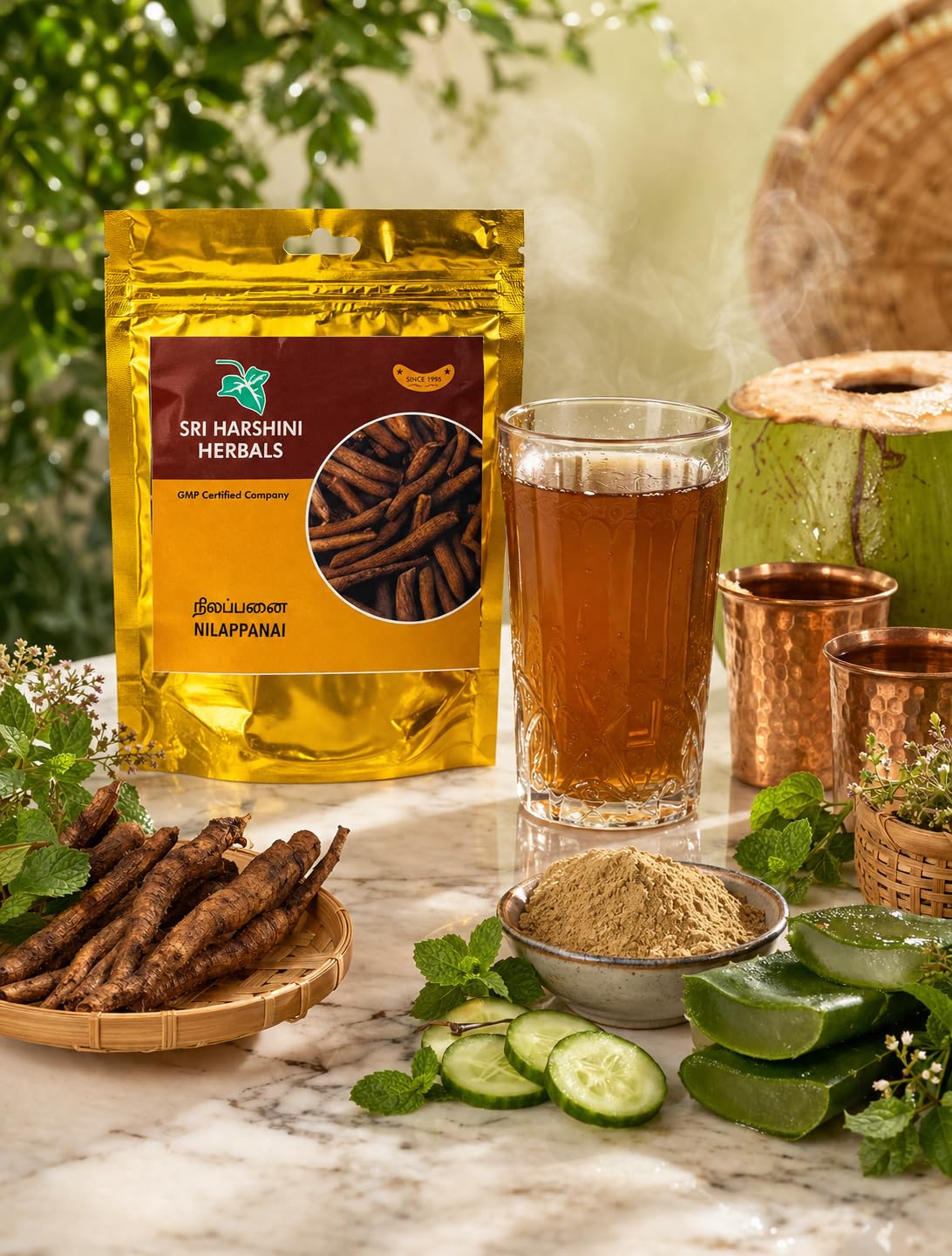 SRI HARSHINI HERBALS Nilappanai Kilangu Podi 50g | Herbal Supplement for Body Cooling and Vitality Support | General Wellness Strength and Reproductive Health Balance | Natural Herbal Root Formula for Energy and Health Care