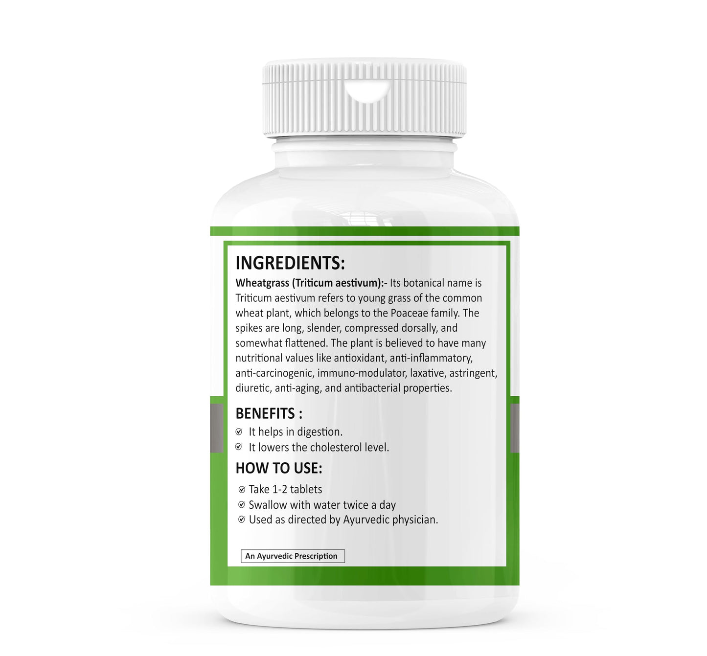 Zenius Wheat Grass Tablets | Super Antioxidant Supplement | Ayurvedic Medicine for Detoxification of Liver, Acidity and Immunity | 60 Tablets (Pack of 1)