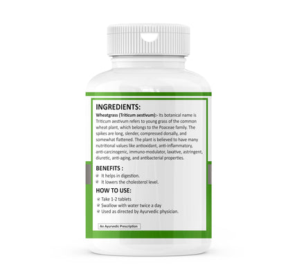 Zenius Wheat Grass Tablets | Super Antioxidant Supplement | Ayurvedic Medicine for Detoxification of Liver, Acidity and Immunity | 60 Tablets (Pack of 1)