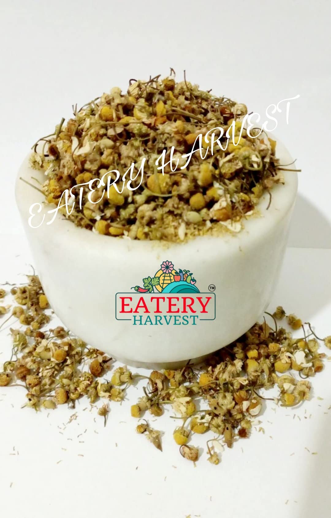 EATERY HARVEST Chamomile Flower Tea - 50g | Pure Chamomile Buds for Sleep, Stress Relief. Caffeine-Free, Calming Tisane. Great for Iced/Hot Tea
