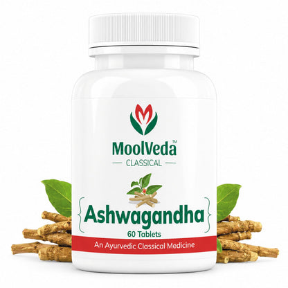 Moolveda Ashwagandha Tablets 60 Veg Tablets | Ayurvedic Supplement for Energy Stress Relief & Immune Support | Supports Strength Stamina Vitality & Overall Wellbeing | Rejuvenates Mind & Body