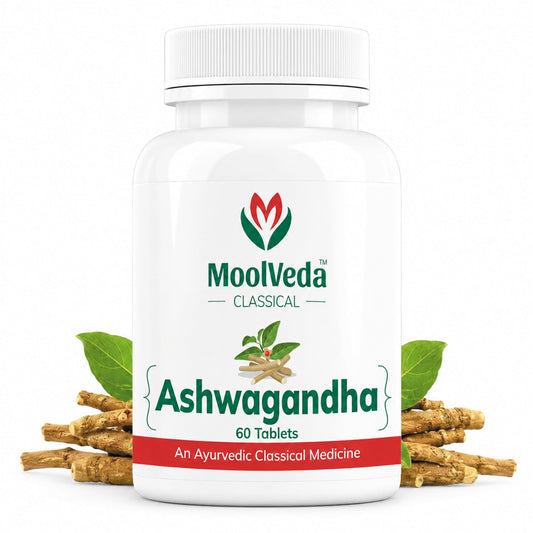 Moolveda Ashwagandha Tablets 60 Veg Tablets | Ayurvedic Supplement for Energy Stress Relief & Immune Support | Supports Strength Stamina Vitality & Overall Wellbeing | Rejuvenates Mind & Body