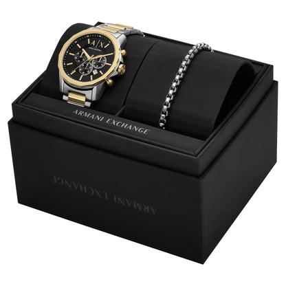 Armani Exchange Stainless Steel Analog Black Dial Men's Watch-Ax7148Set