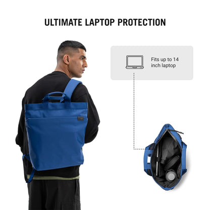 DailyObjects Water Resistant Pivot Carrypack Bag for Men & Women|Fits 13/14/15.6 inch Laptop/Macbook Pro/Air|Lightweight| Backpack (21L)|Office Use/Travel|Multi Pocket|Adjustable Shoulder Strap (Blue)