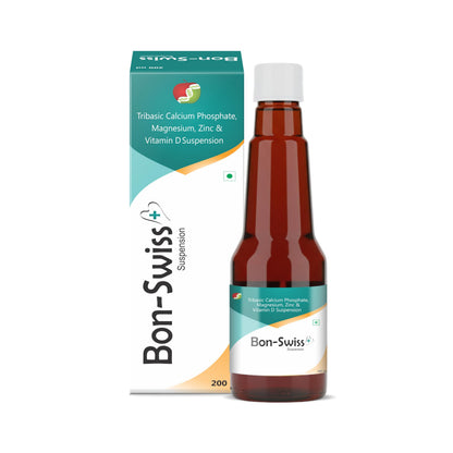 Friska Nutraceuticals BonSwiss Tribasic Calcium Phosphate, Magnesium, Zinc & Vitamin D Suspension, 3 Pack, 200ml Each, Unflavoured, Vegan, Bone & Joint Health