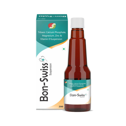 Friska Nutraceuticals BonSwiss Tribasic Calcium Phosphate, Magnesium, Zinc & Vitamin D Suspension, 3 Pack, 200ml Each, Unflavoured, Vegan, Bone & Joint Health