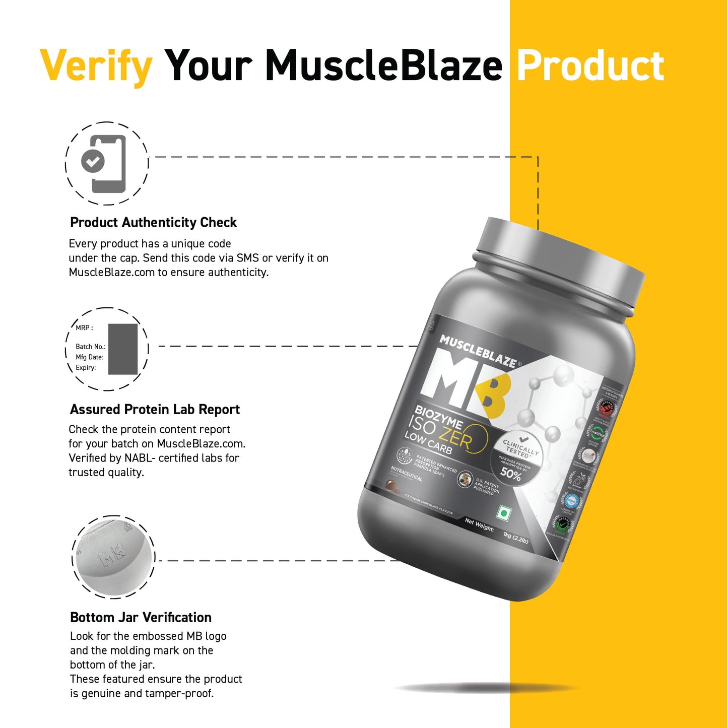 MuscleBlaze Biozyme Iso-Zero, Low Carb Whey Protein Isolate Powder, 27g- image 6