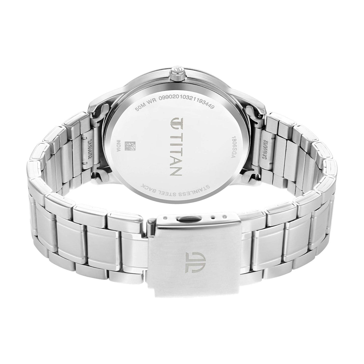 Titan Minimalist Quartz Analog With Date Anthracite Dial Silver Metal Strap Watch for Men - NP1806SM02