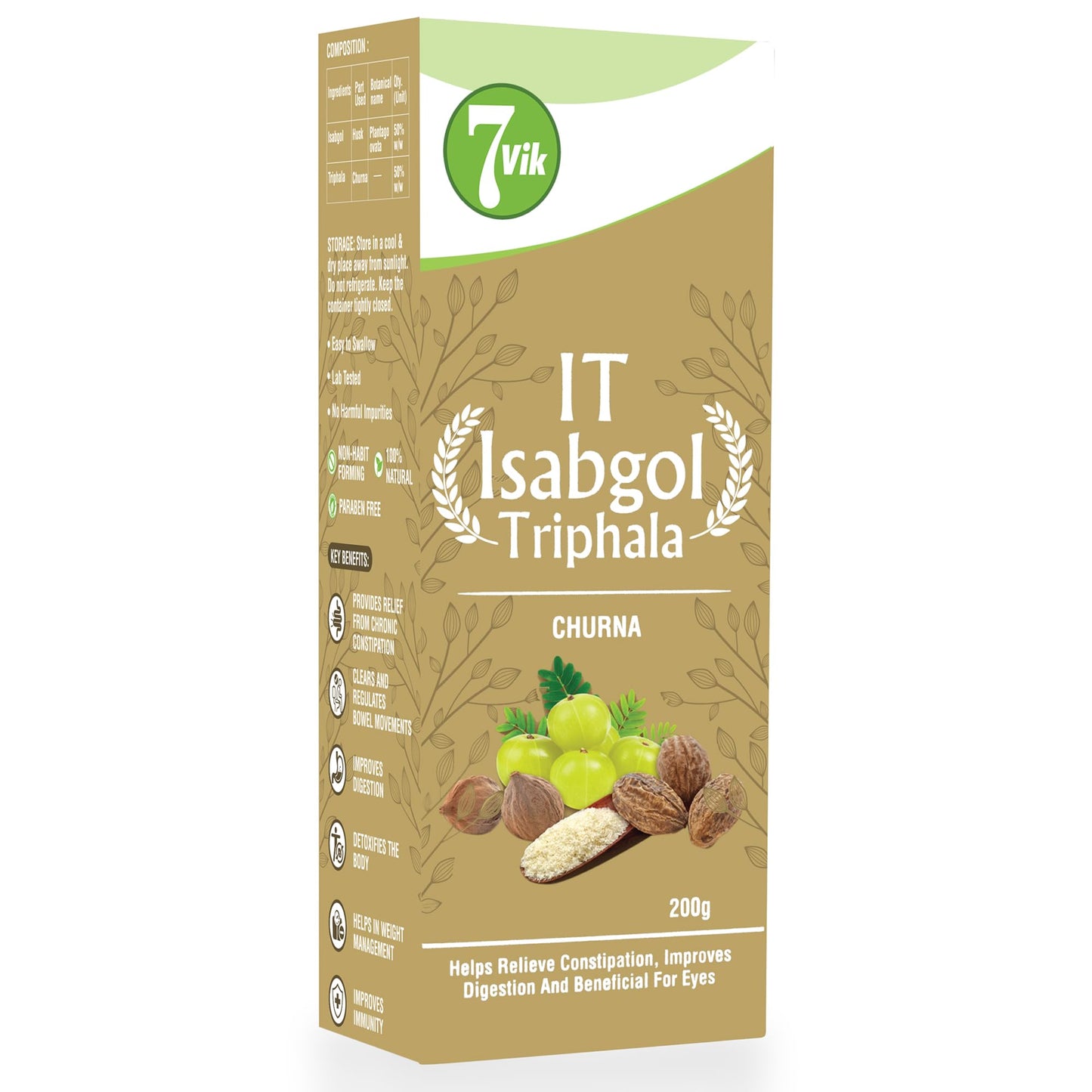 IT (Isabgol Triphala) Churan 200 gm - 100% Natural Relief for Chronic Constipation | Regulates Bowel Movement | Improves Digestion | Aids Weight Management | Boosts Immunity | Non-Habit Forming | Paraben-Free-Pack of 1
