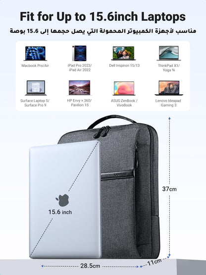 UGREEN Laptop Backpack 15.6'' School Backpack 【Large Capacity】 Ergonomic Travel Laptop Backpack for Men and Women 【Shockproof & Waterproof】 BookBag for College Laptop Bag Fit For Laptops Up to 15.6'', Grey, 37*28.5*11cm