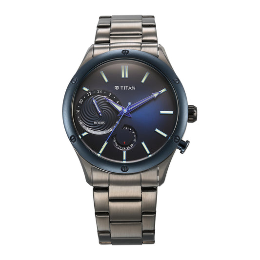 Titan Regalia Stellar Quartz Multifunction Blue Dial Stainless Steel Strap Watch
