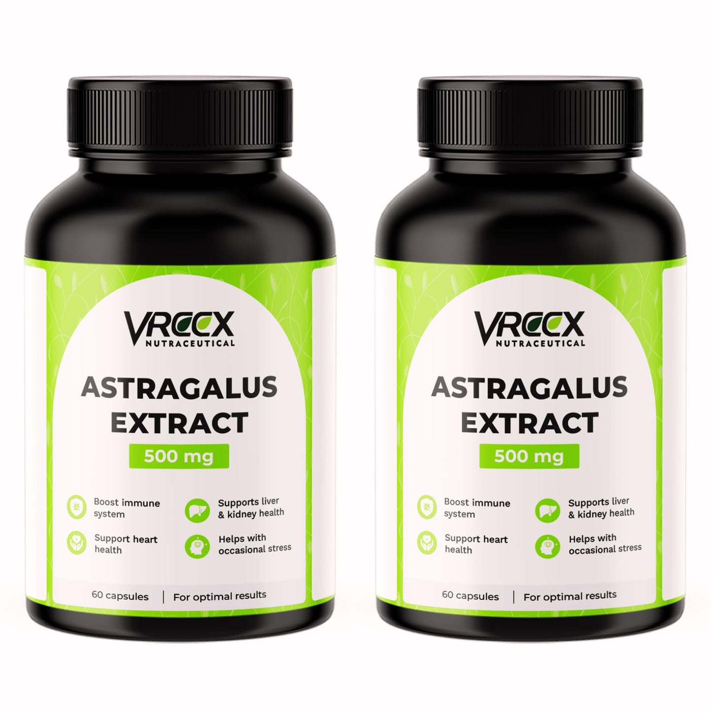 VREEX Astragalus Root Extract 500mg Capsules | Herbal Immune Support & Energy Supplement | Natural Antioxidant for Vitality & Wellness – 60 Capsules (Pack of 2)