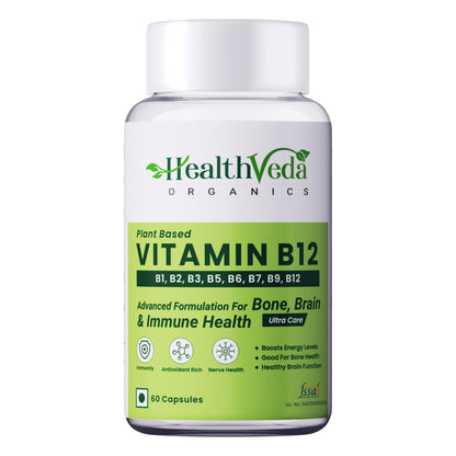 HEALTH VEDA ORGANICS PRIVATE LIMITED Plant Based Vitamin B12 Supplement, 60 Veg
