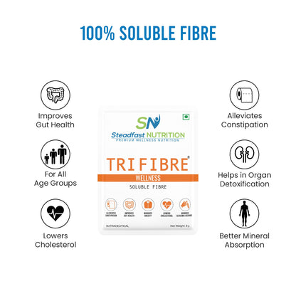 Steadfast Nutrition Tri Fibre Clear Soluble Fiber Supplement for Healthy Gut & constipation Relief Gluten Free (Unflavoured 30 Sachets, 240g)