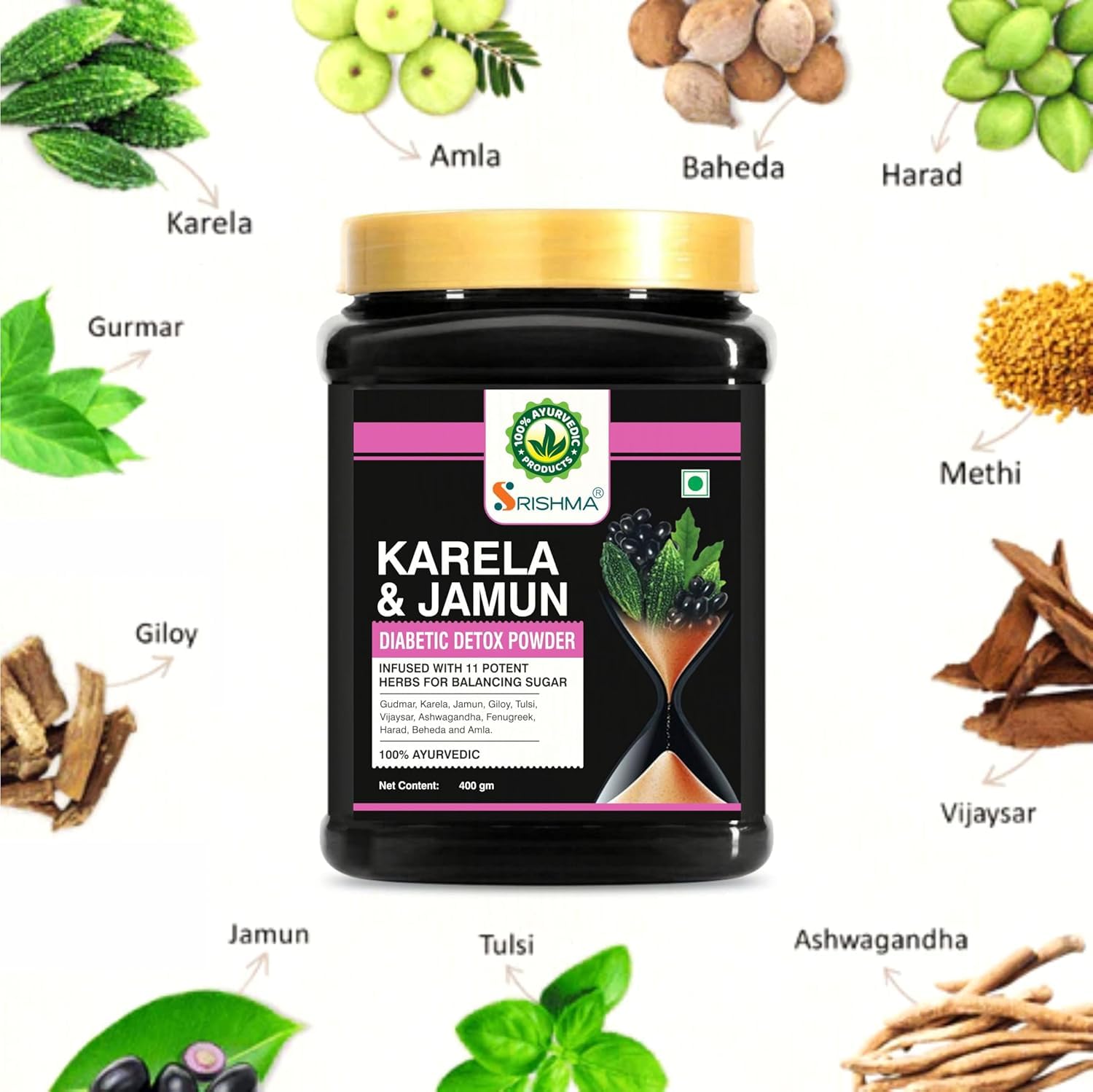 Srishma Karela, Jamun Diabetic Detox Powder | Infused with 11 Potent He- image 5