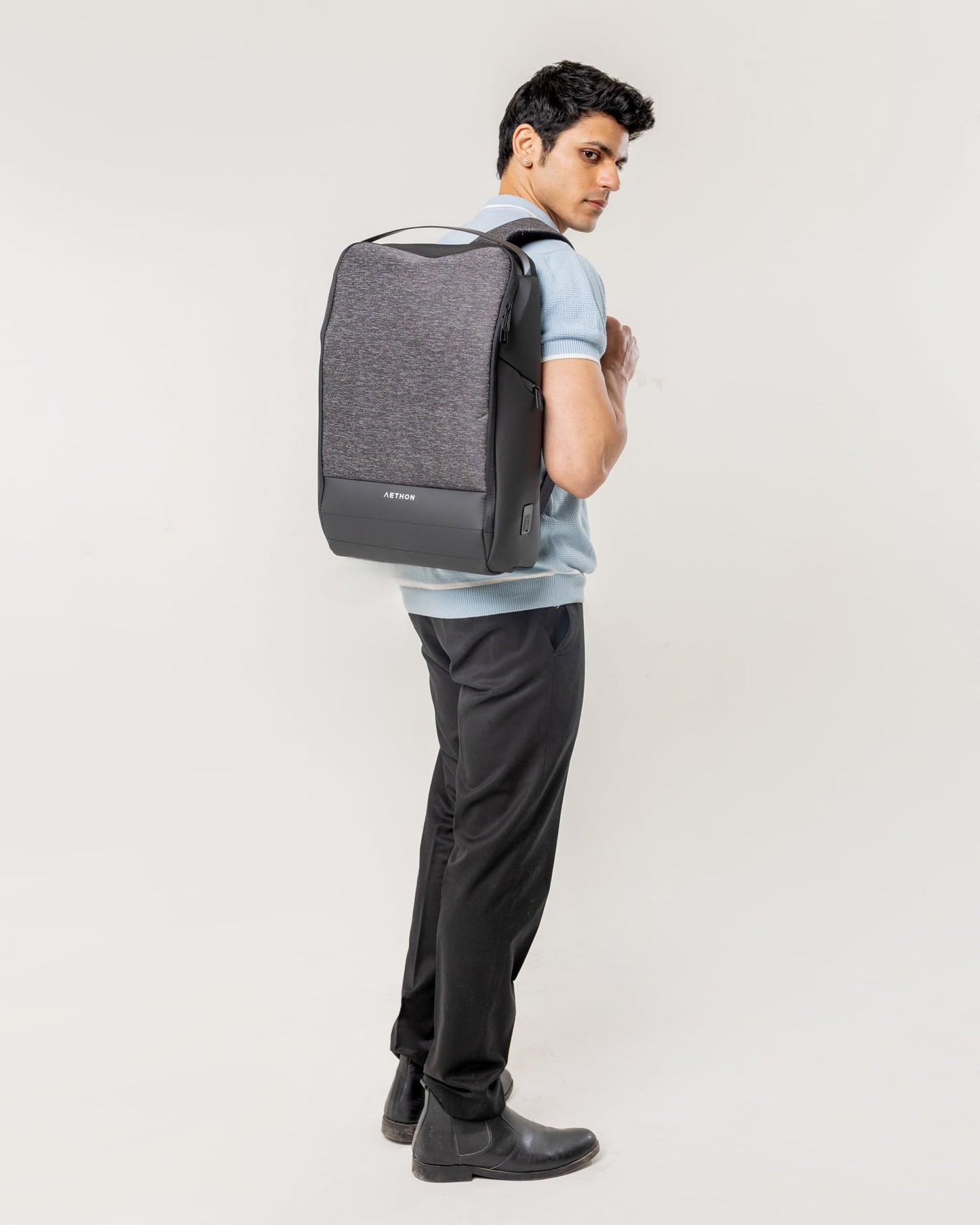 AETHON | Infusion 15.6-inch Laptop Backpack | Water-Resistant with Multiple Pockets for Office, Travel | Shoulder Bag Made with Lightweight, Durable PE Material (Grey)