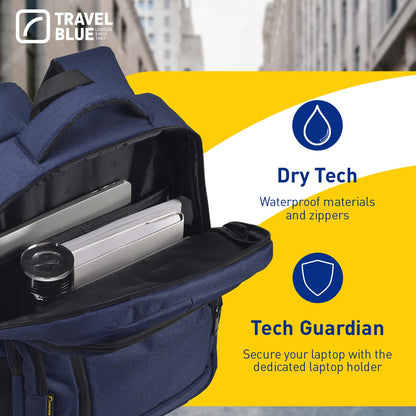 Travel Blue Vanguard Executive 15.4 Inches laptop Compartment, 25 L Casual Backpack,Organizer Pocket for Men Women Boys Girls Navy Blue