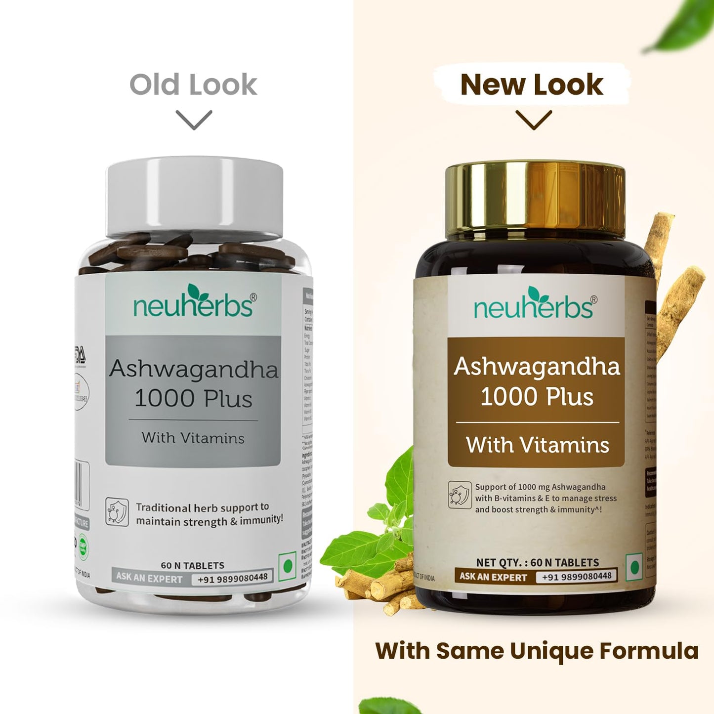 Neuherbs Ashwagandha 1000 Plus [Manage Anxiety & Stress Relief] Enhanced Absorption & Antioxidants Rich with vitamin E & B-complex for General wellness, Immunity Booster & Improve Vigour - 60 Tabs