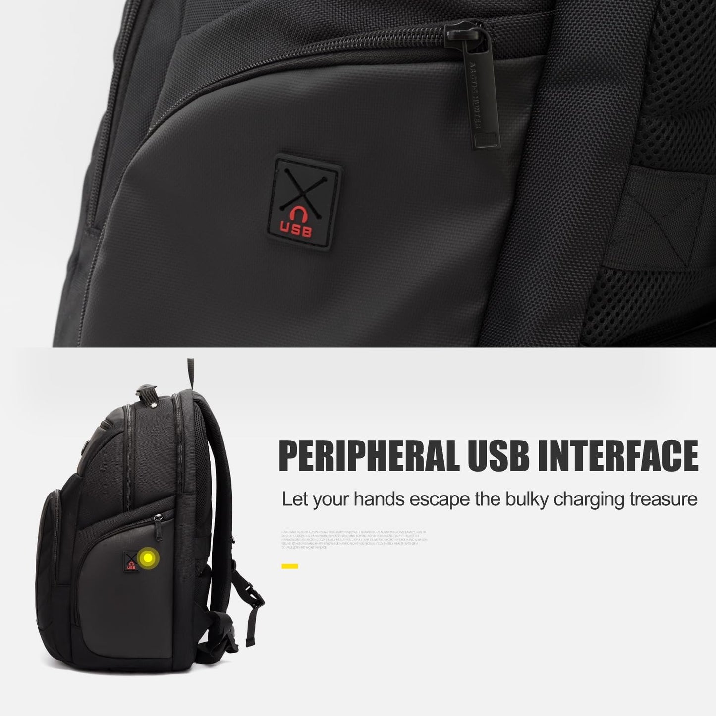 Arctic Hunter Travel Backpack For Men 35L RFID Anti-theft Pocket 15.6 Inch Laptop Bag 7 Zipper Pocket Water-Resistant Ergonomic Rubber Handle Lightweight for Commuting College Travel Abroad