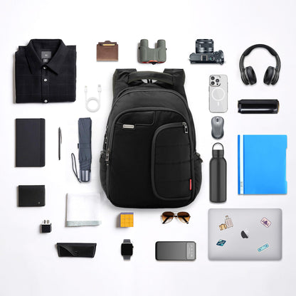 HARISSONS Vervo 40L Waterproof Laptop Backpack for Men & Women | Fits 15.6" Laptop with Sternum Strap, Quick Access Pocket, Detachable Key Holder, Organized Compartments & Raincover (Black)