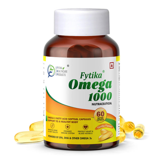 Fytika Healthcare Products Omega 1000| Fish Oil Omega 3 1000 mg| Omega 3 fatty acids,EPA & DHA| For Heart, Brain, Joint & Muscle Support| Omega 3 Capsule For Men & Women| 60 Softgels