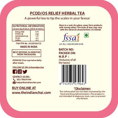 The Indian Chai - PCOD/OS Relief Tea for 50g | With Spearmint, Chasteberry, Flax Seeds & Ashwagandha | Herbal Infusion That May Support Hormonal Balance, Skin Health & Hair Wellness