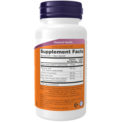 Now Foods Hyaluronic Acid 100Mg - 60 Veg Capsules- image 7