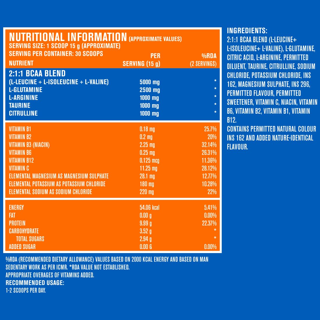 Fast&Up BCAA Advanced - 450 Gms, 30 Servings, (Watermelon Flavour) BCAA- image 3