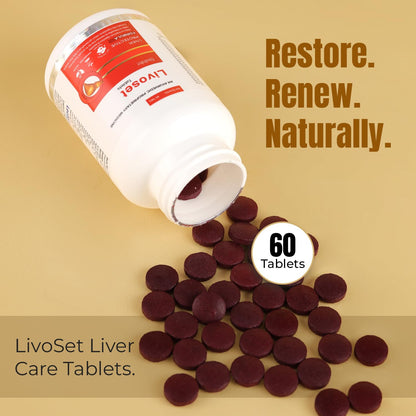 Livoset Liver Care – 60 Tablets | Ayurvedic Formula for Detox, Fatty Liver & Metabolism | Supports Digestion, Appetite & Natural Wellness