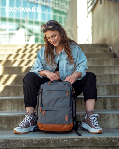 BAGSMART Travel Laptop Backpack, 40L Expandable Airline Approved Carry On Backpack with Packing Cubes, Grey, 47cm*31cm*15.5cm, Travel Backpack Carry on Flight Approved