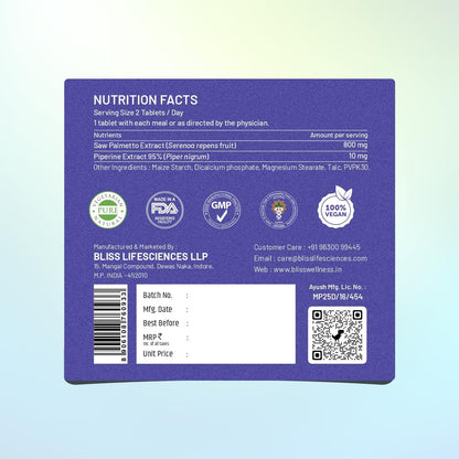 Bliss Welness Saw Palmetto Extract 800 MG | Hair Growth Prostate Health- image 7