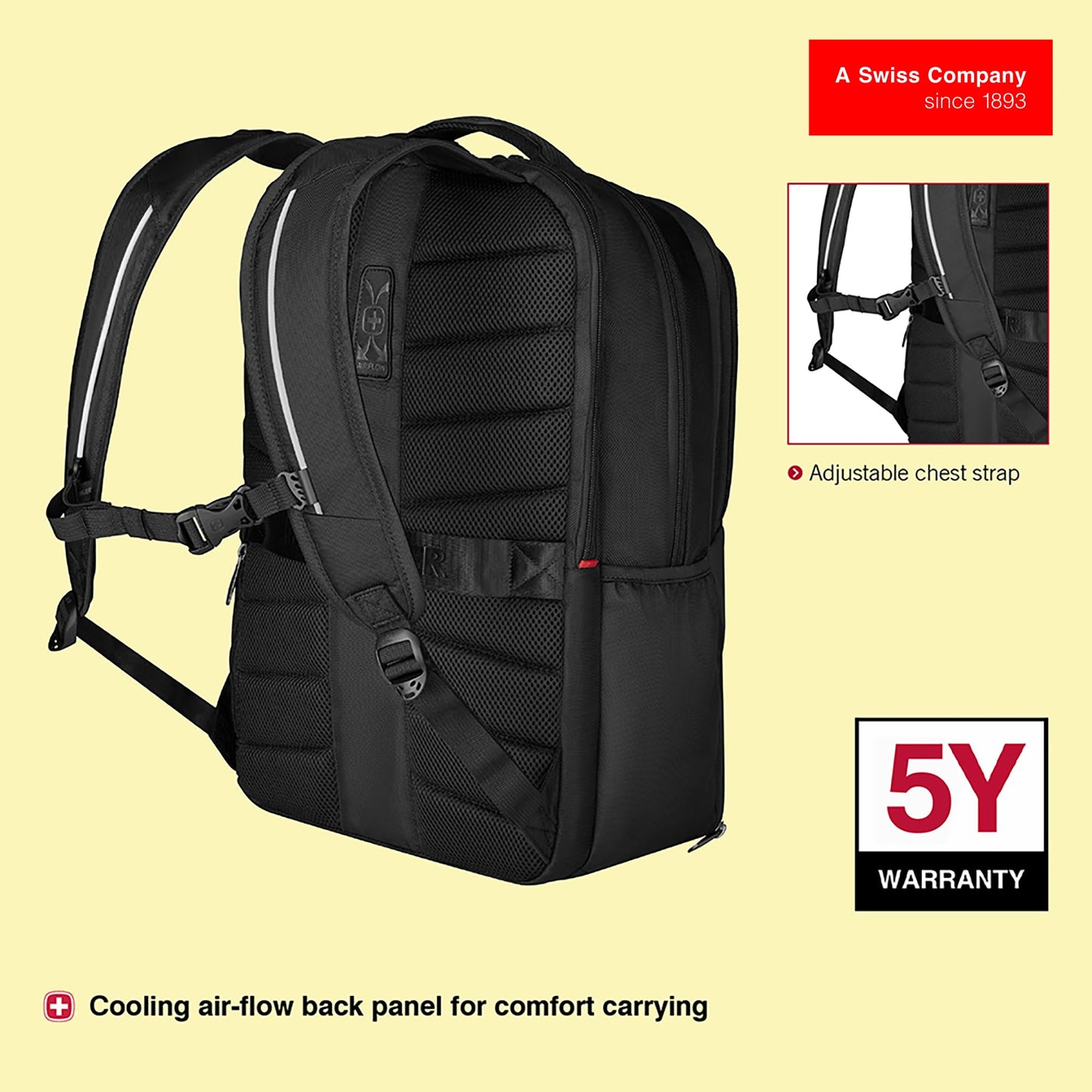 WENGER, New Essentials 2023, XE Extent 17 inches Laptop Backpack (37 liters), 50 cm, Black, 612741, Travel Bag with Tablet Pocket | Swiss Designed