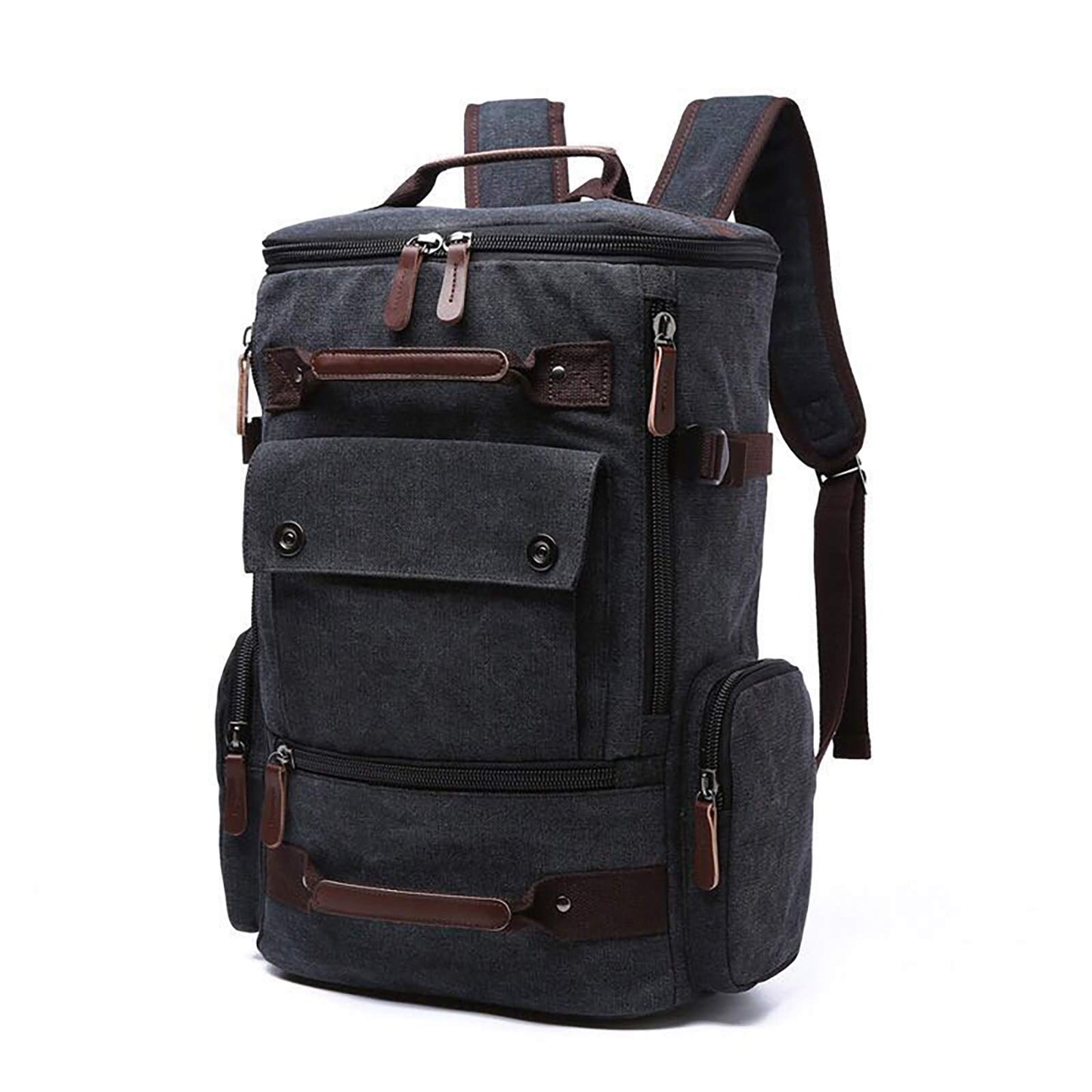 Fur Jaden Black Canvas Travel Backpack (Black)