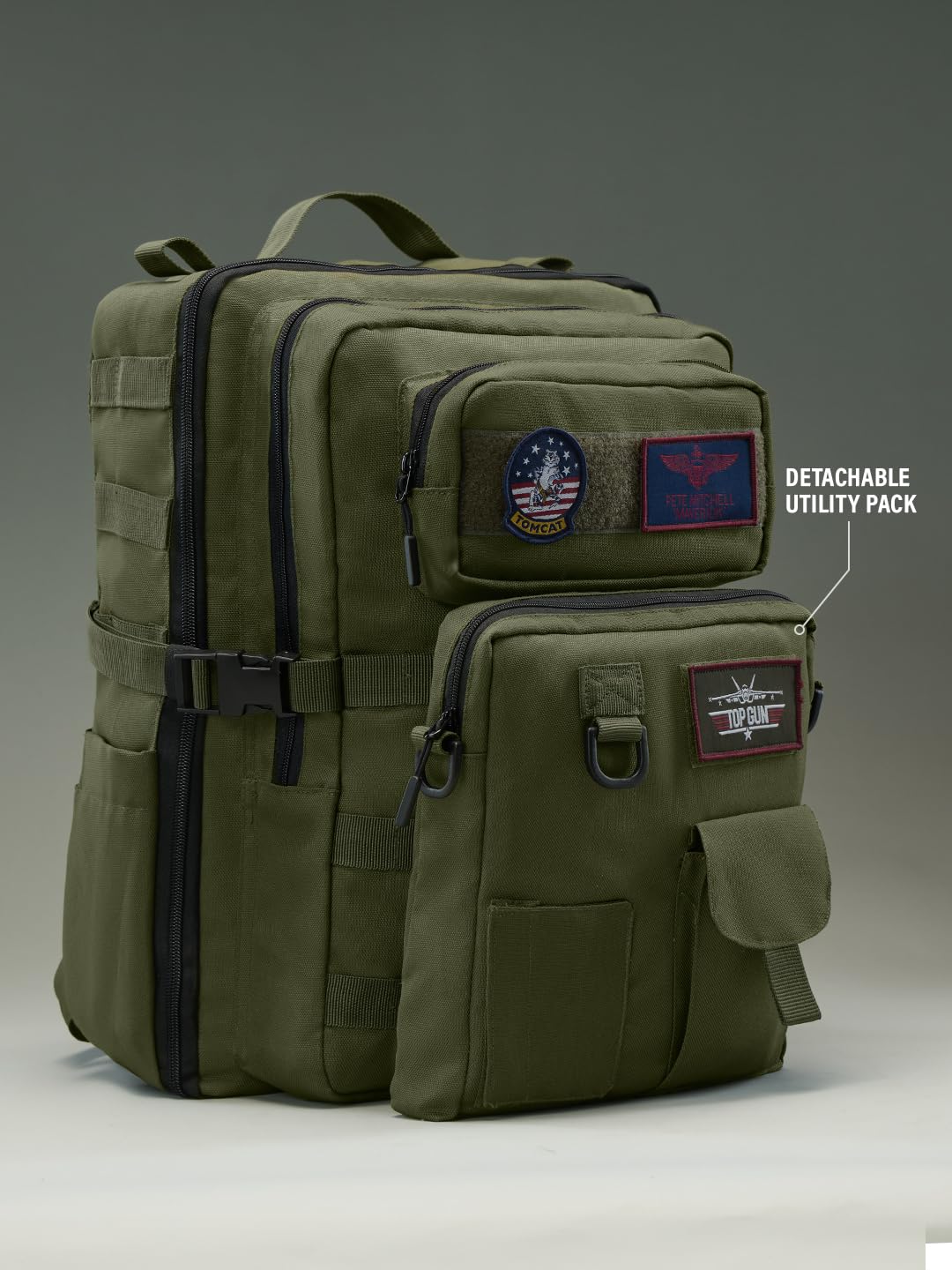 The Souled Store Top Gun Maverick 40 L Convertible Backpack – Green Unisex Utility Daypack with Laptop Sleeve & Travel-Ready Design