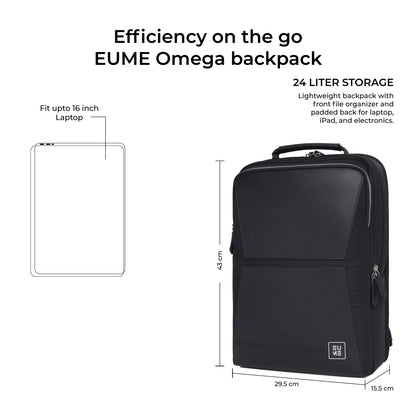 EUME Omega 24L Backpack Bag For Man, Charcoal Black | 3 Large Compartme- image 8