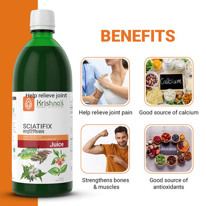 Krishna's Sciatifix Herbal Juice - Good source of calcium | Strengthens bones and muscles | 100% Organic Ingredients, No Artificial Colors & Gluten Free - 1000 ml (Pack of 1)