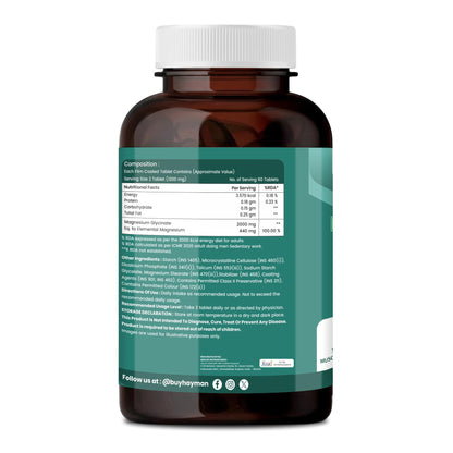 Hayman Natural's Magnesium Glycinate Tablets 2000mg – High Absorption Chelated Magnesium Supplement – Supports Muscle Recovery, Sleep, Nerve & Heart Health – for Men & Women – 120 Veg Tablets