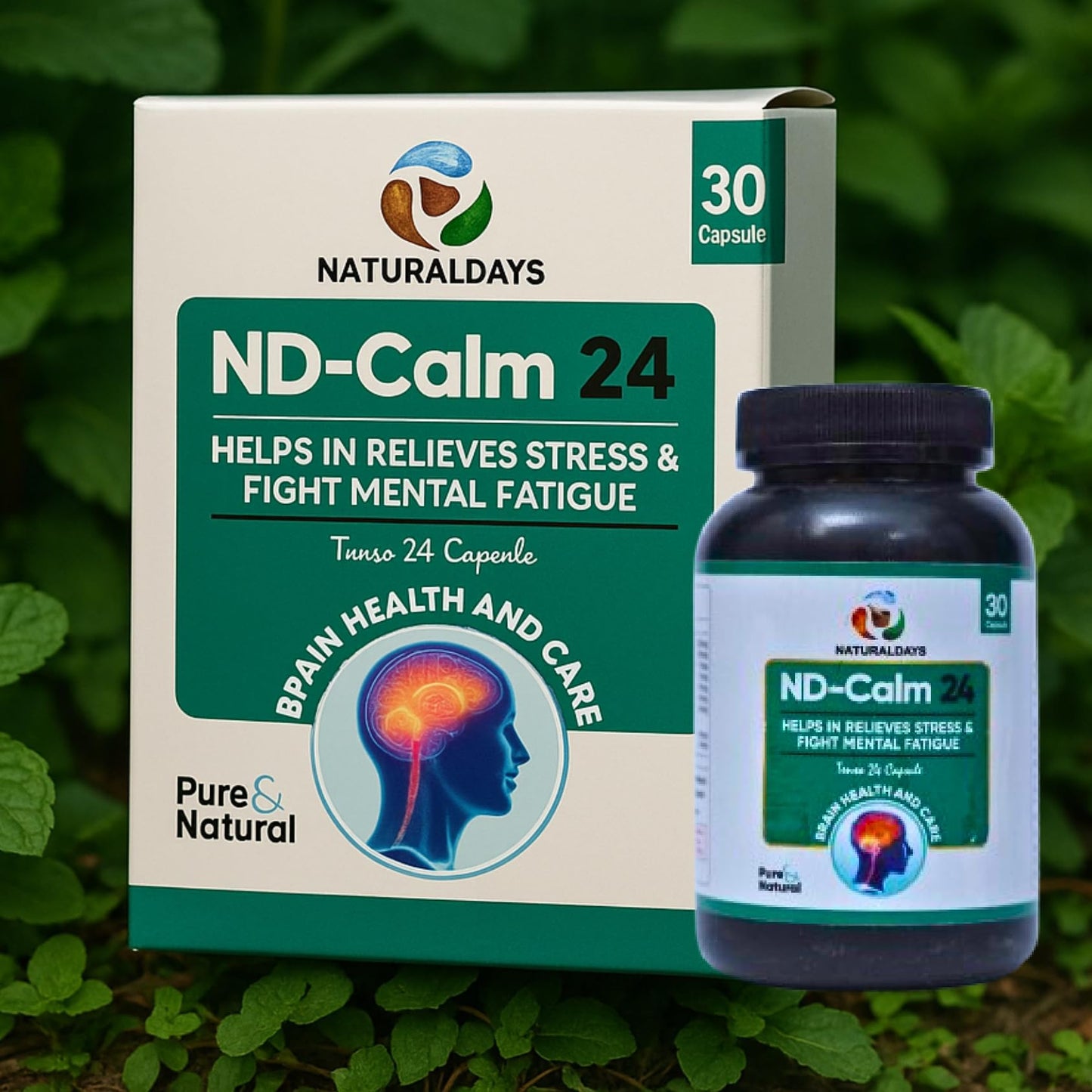 Naturaldays ND-Calm 24 – Natural Stress Relief & Mental Fatigue Support – Brain Health & Care – 30 Capsules