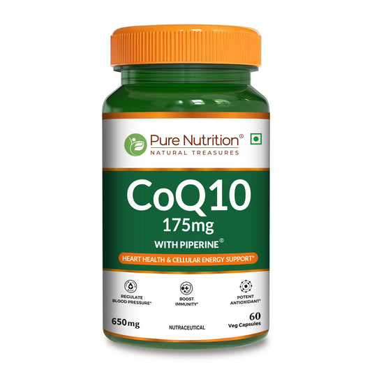 Pure Nutrition Bio Coenzyme Q10 175mg | Coq10 Supplement With Ubiquinol | High Absorption Coq10 Capsules For Heart Health, Energy & Antioxidant Support - 60 Veg Capsules