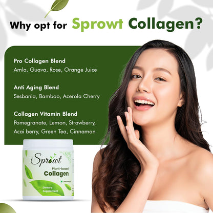 Sprowt Plant Based Collagen Builder 90GM for Youthful & Glowing Skin. Collagen Powder for Men and Women