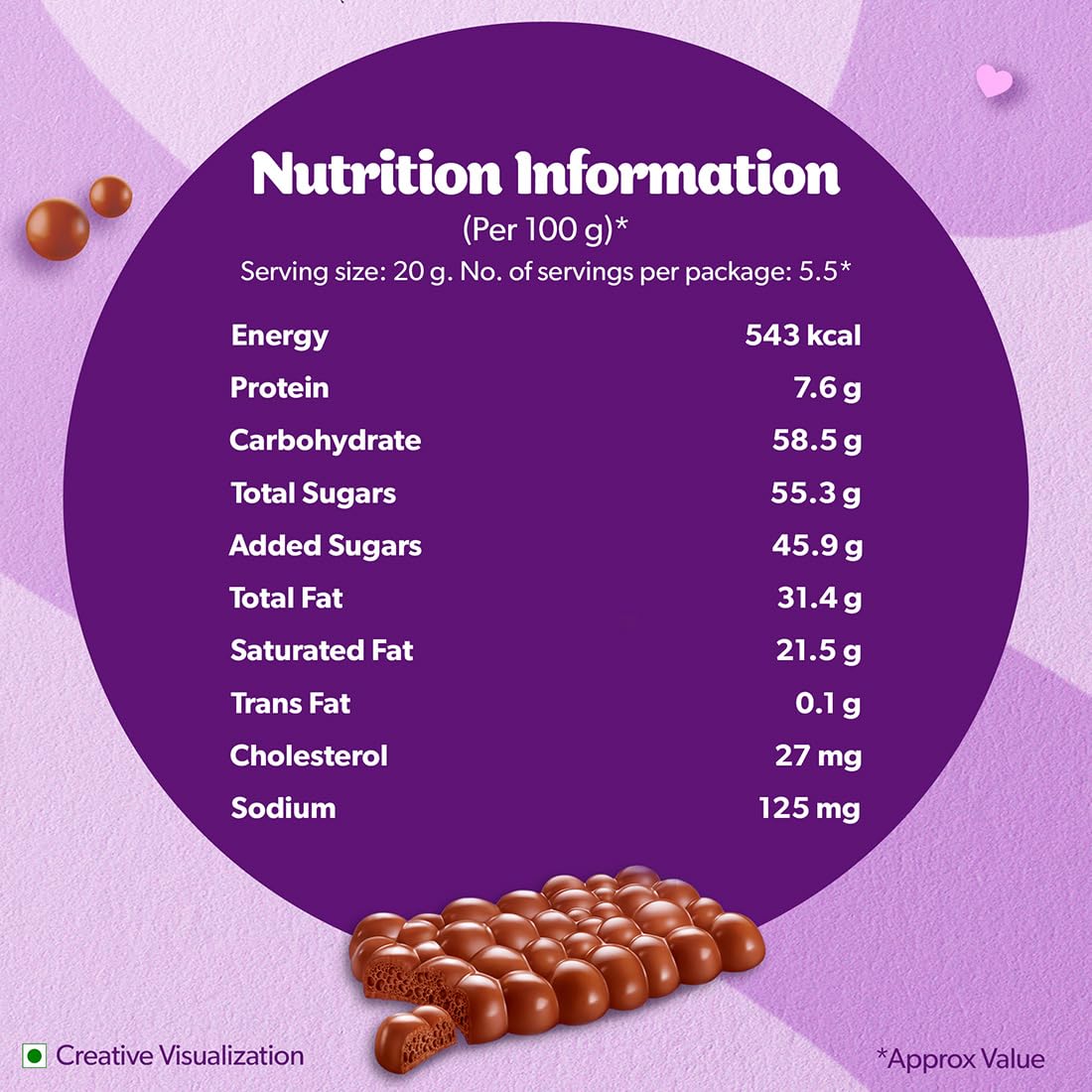 Cadbury Dairy Milk Silk Bubbly Chocolate Bar, 112 g