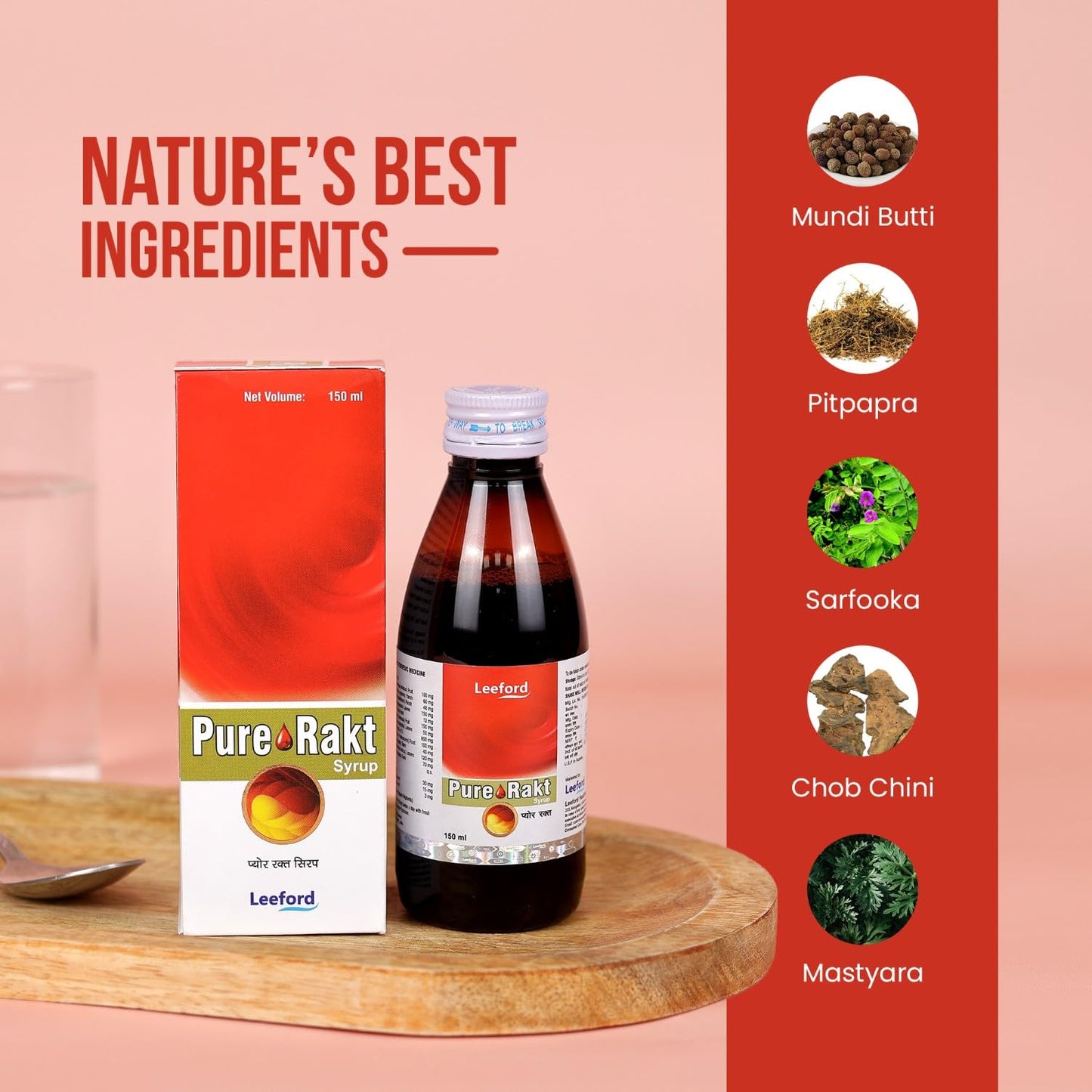 Leeford Pure Rakt Ayurvedic Blood Purifier Syrup for Healthy Skin & Liver Detox – Natural Herbal Syrup for Men & Women - Pack of 2