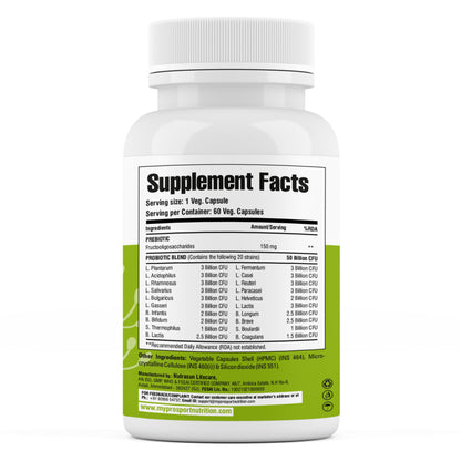 Mypro Sport Nutrition Probiotics Supplement 30 Billion FC Multi Strain Formula For Daily Probiotic Support Improves GI Immunity Helps To Maintain Healthy Digestive System For Men & Women 60-Capsules