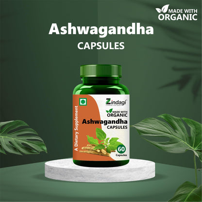 Zindagi Ashwagandha Extract Capsules - Herbal Supplement - Immunity Booster 60 Caps (Pack of 1)