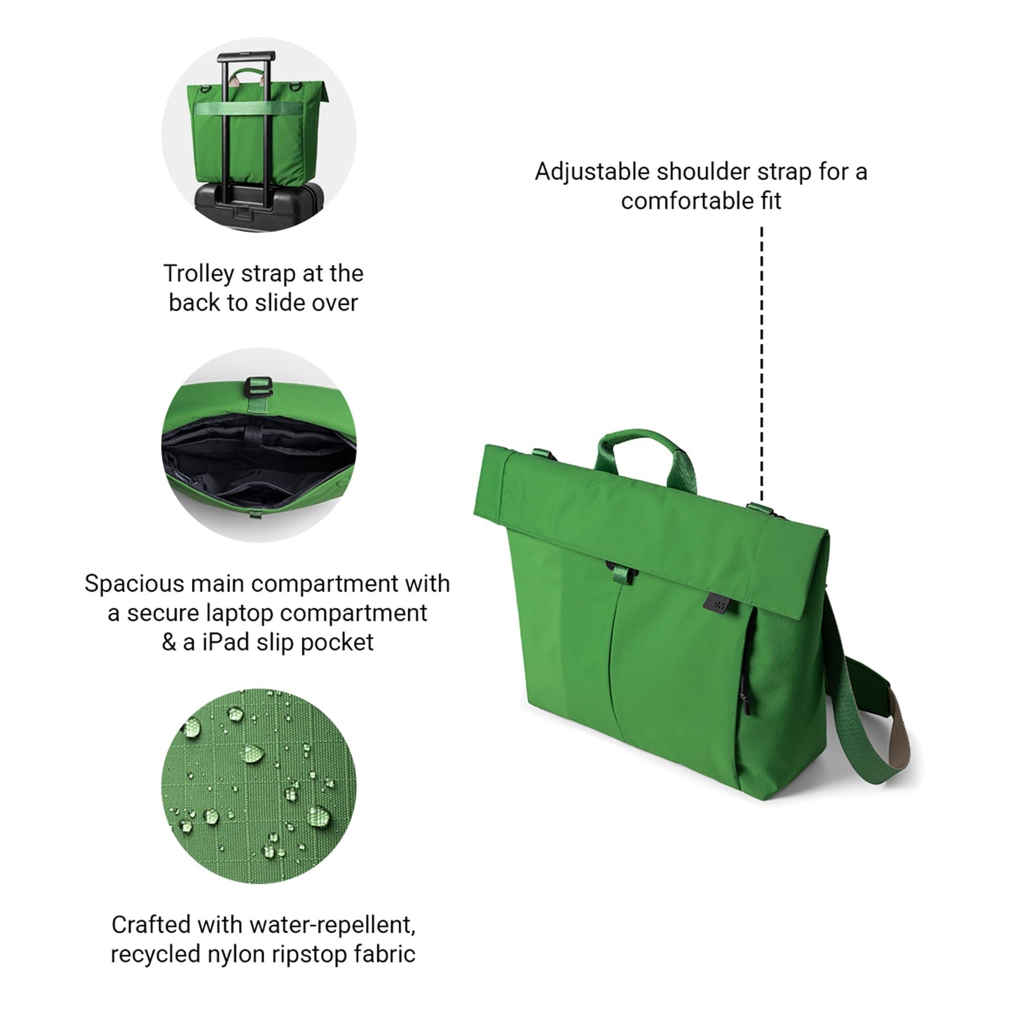 DailyObjects Pivot Messenger Bag (13L) for Men and Women|Fits 13/14" Laptop/Macbook Pro/Air|Lightweight|Water Resistant|Stylish Crossbody|Office/Daily Use/Travel|Multi Pocket|Adjustable Strap (Green)