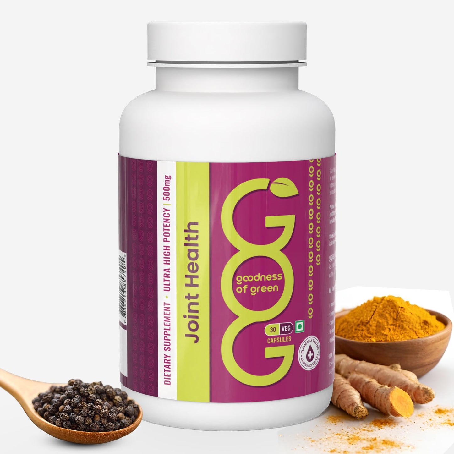 Goodness Of Green Joint Health Supplement, For Joint Support, Reduces Inflammation & Stiffness, Turmeric & Black Pepper Extract, Herbal Capsules Grown in Right Soil, 30 Veg Capsules