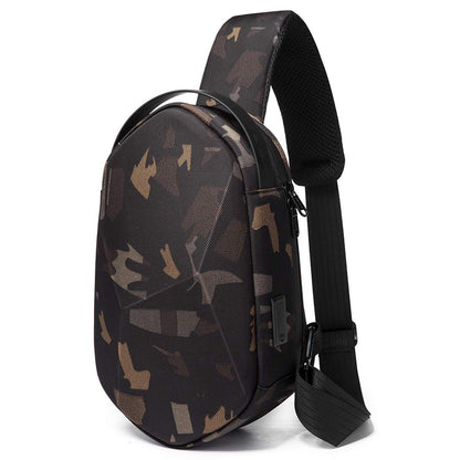 BANGE The Clownfish One Side Water Resistant Crossbody Bags Sling In Small Shell Design With USB Charging Fits Upto 7.9 Inches iPad (Camouflage) For Unisex