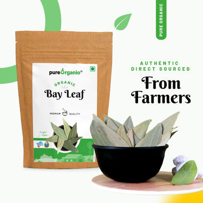 Pure Organio Organic Bay Leaf Whole Tej Patta Dried bay leaves Indian Spices (100 Gm)